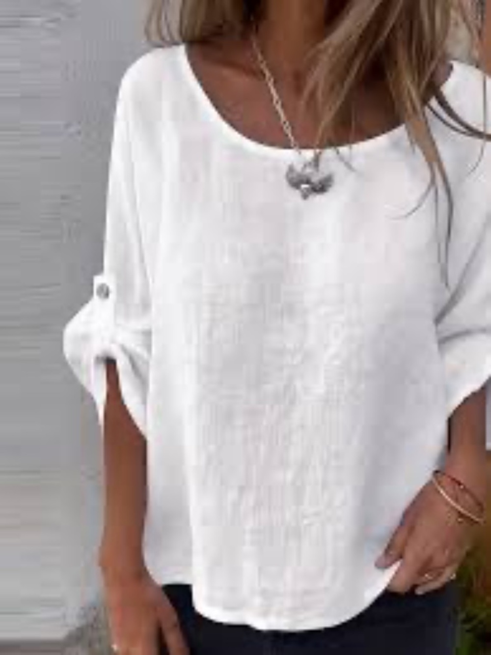 Italian Made Classic White Lagenlook Linen Top-Small Oversized